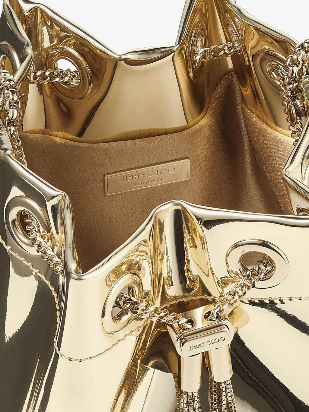 Jimmy Choo Women Bon Bon Metallic Leather Bucket Bag