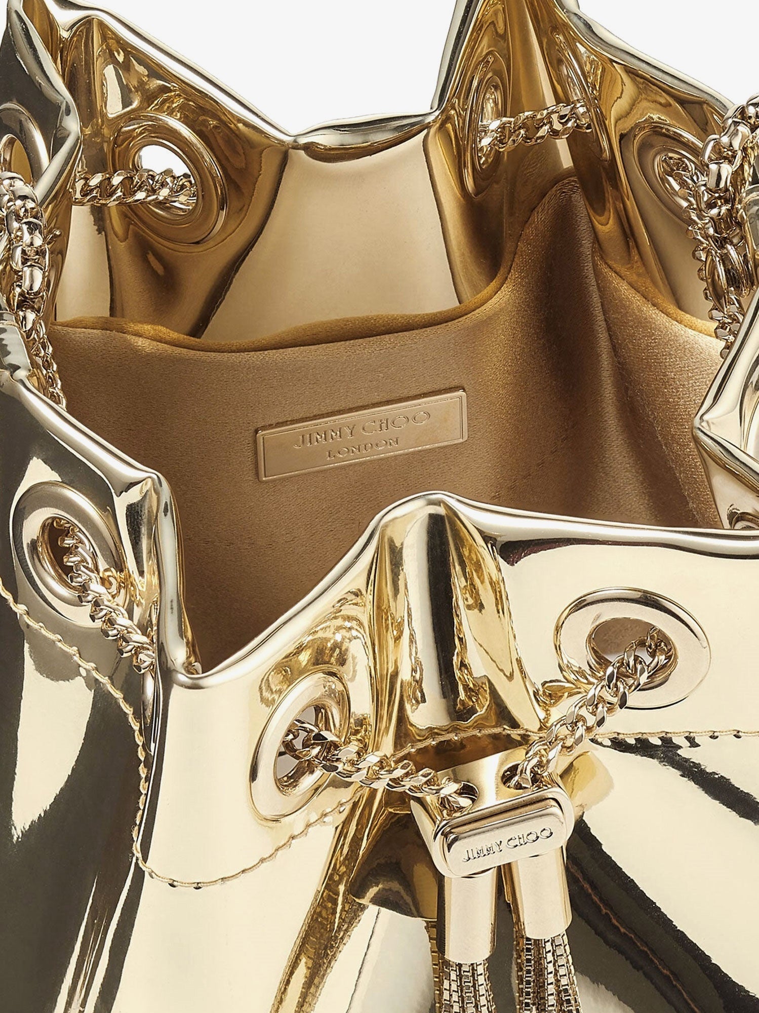 Jimmy Choo Women Bon Bon Metallic Leather Bucket Bag