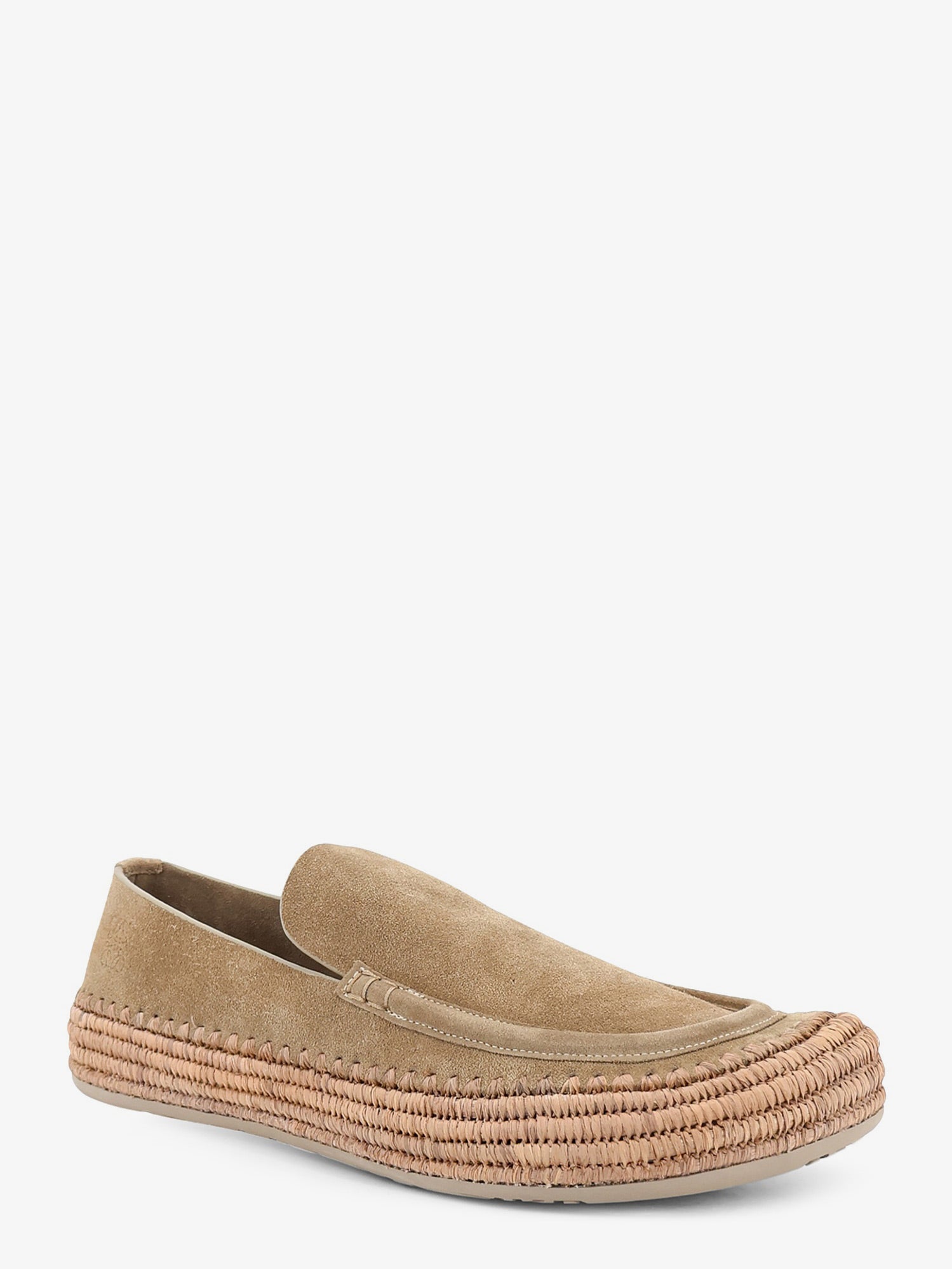 Loewe Men Rio Suede And Raffia Loafers