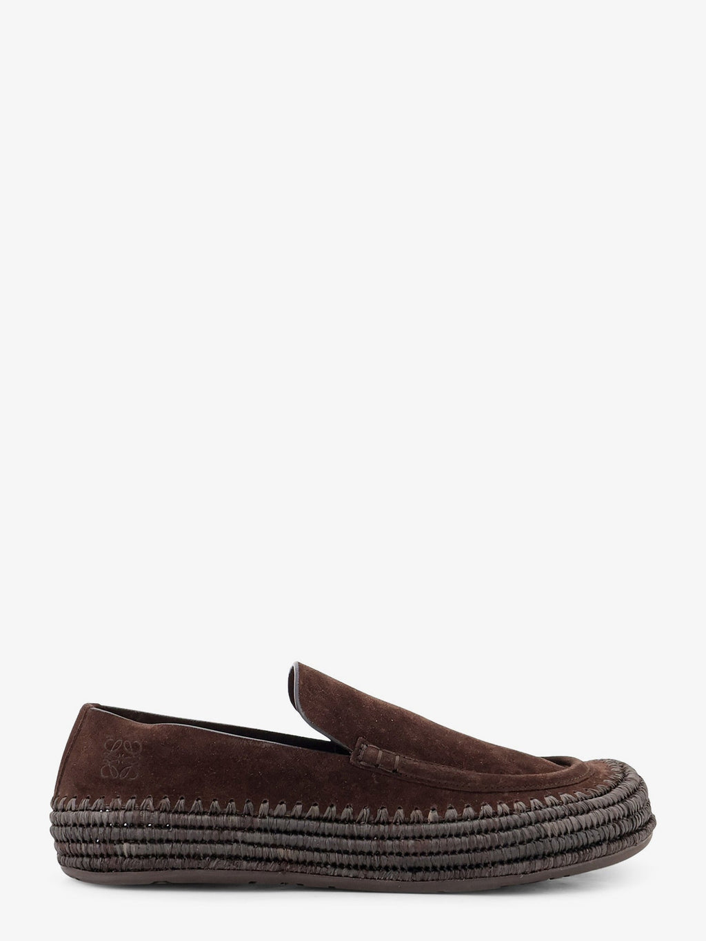 Loewe Men Rio Suede And Raffia Loafers