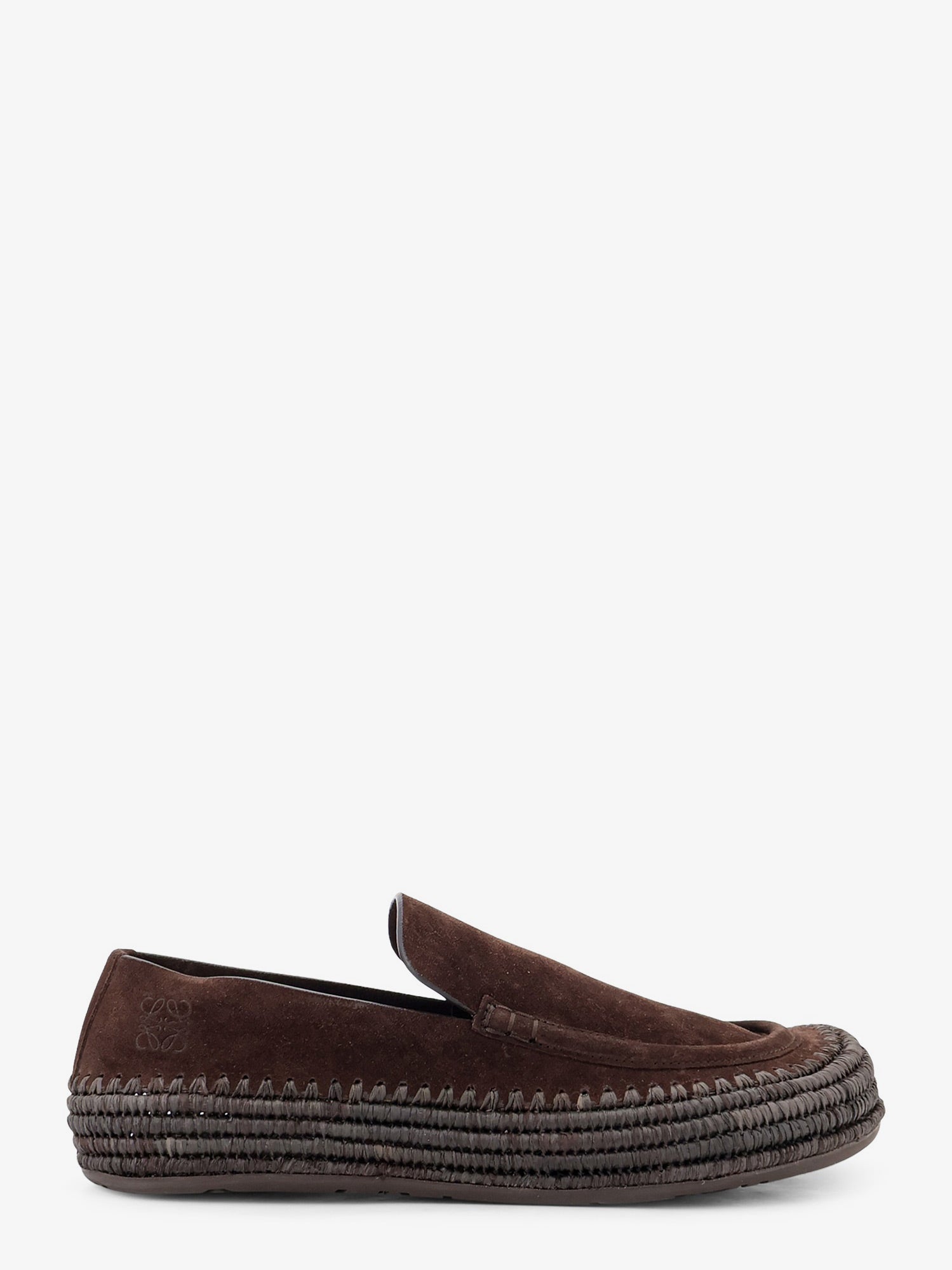 Loewe Men Rio Suede And Raffia Loafers