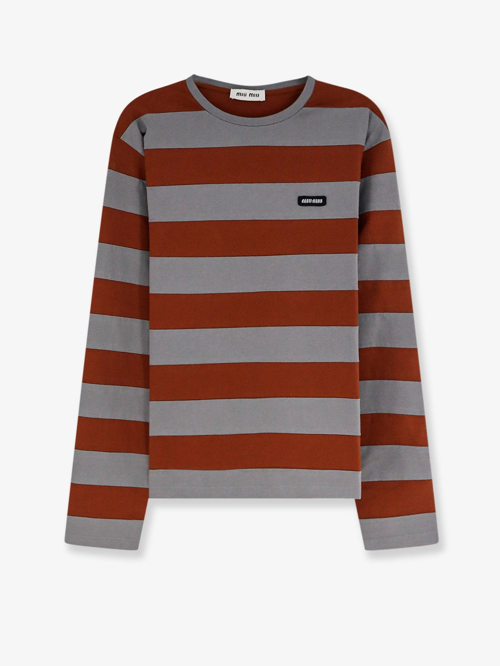 Miu Miu Women Cotton T-Shirt With Striped Pattern