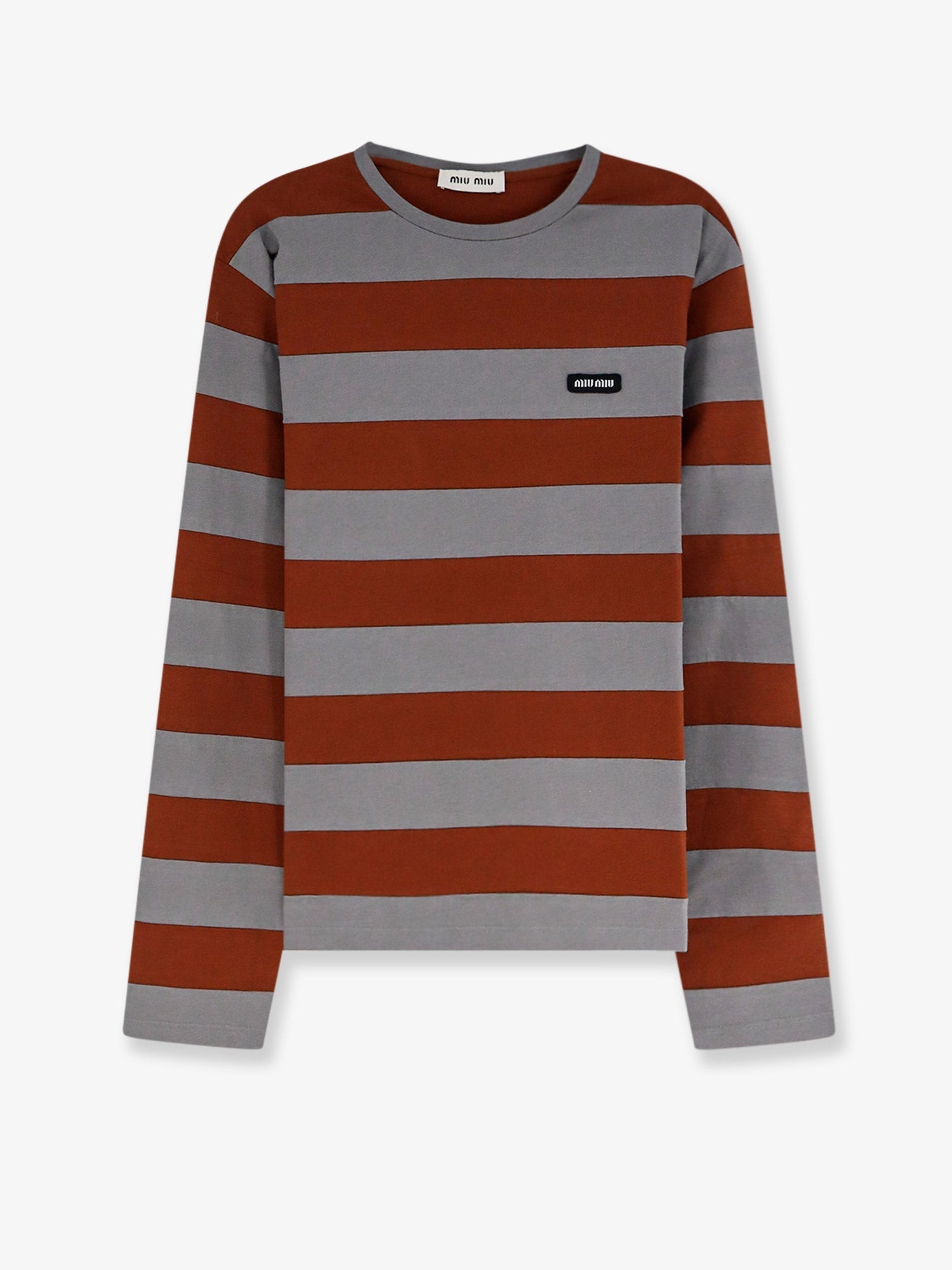 Miu Miu Women Cotton T-Shirt With Striped Pattern