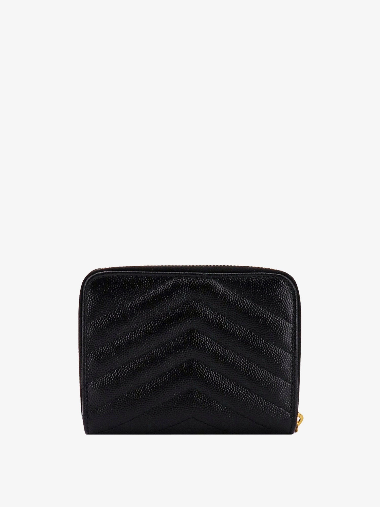 Saint Laurent Women Quilted Leather Wallet With Metal Cassandre Logo