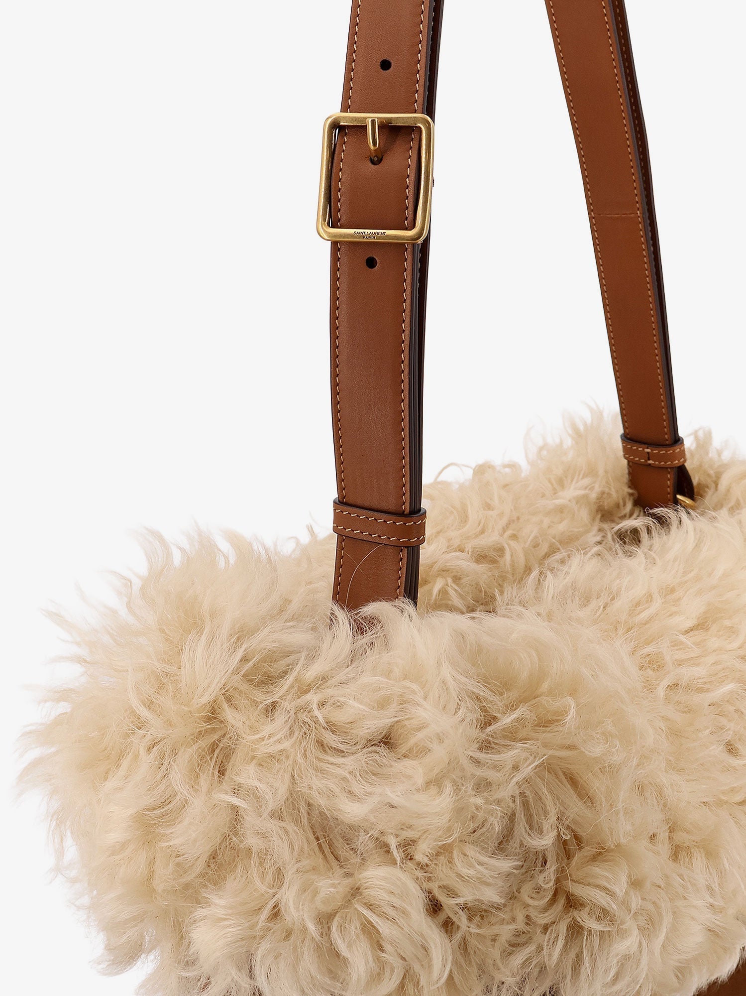 Saint Laurent Women Suede Shoulder Bag With Shearling Profile