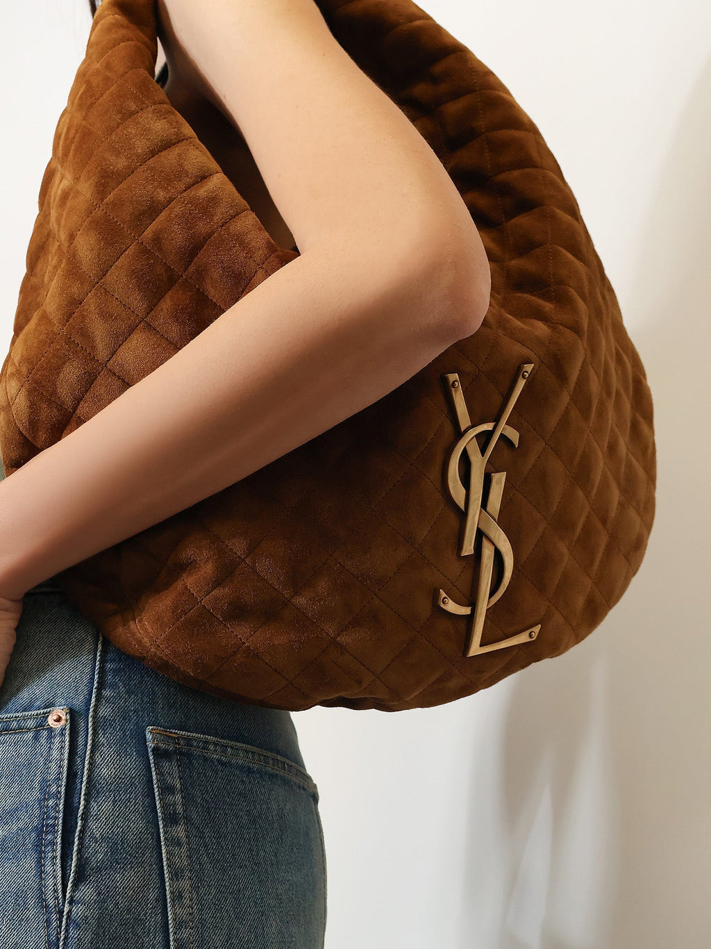 Saint Laurent Women Icare Hobo Suede Handbag
