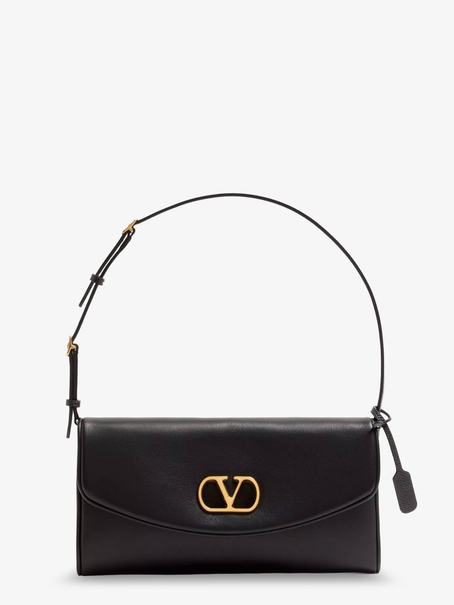 Valentino Garavani Women Devain Leather Shoulder Bag With Metal Vlogo Signature