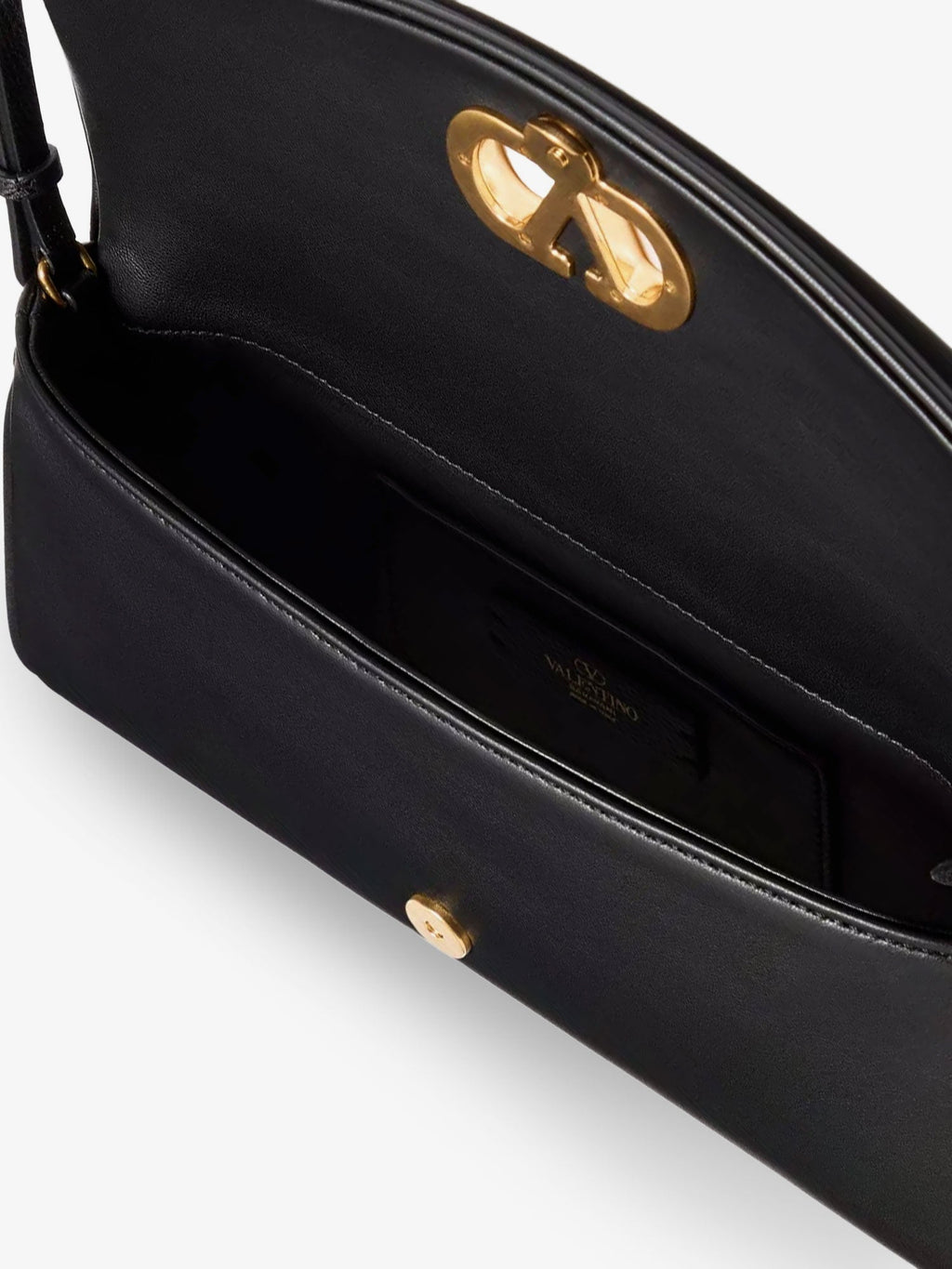 Valentino Garavani Women Devain Leather Shoulder Bag With Metal Vlogo Signature