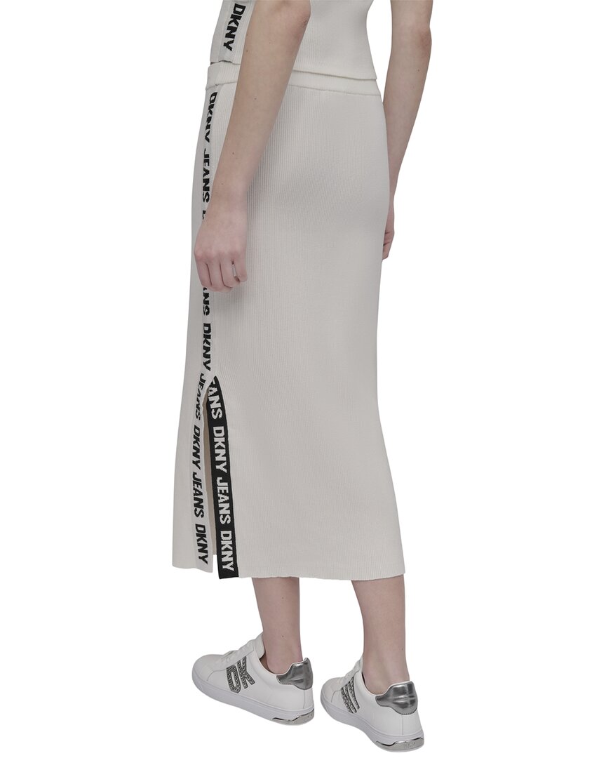 DKNY Side Logo Rib Midi Skirt
