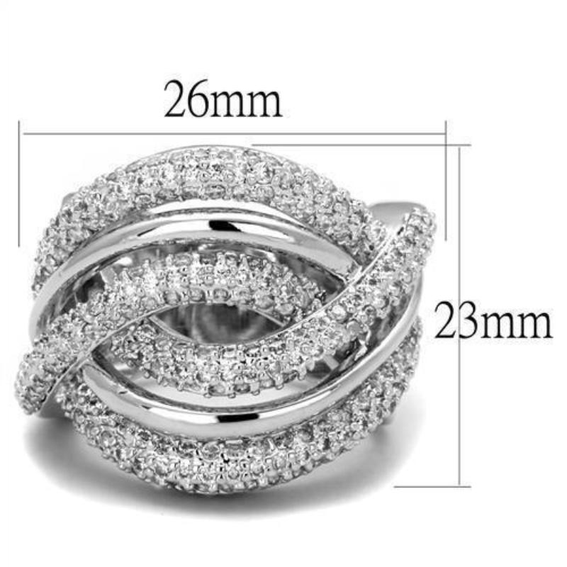 Rhodium Brass Ring with AAA Grade CZ in Clear