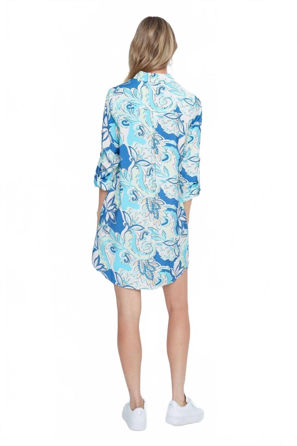 Paisley Breeze Shirt Dress In Coastal Blue