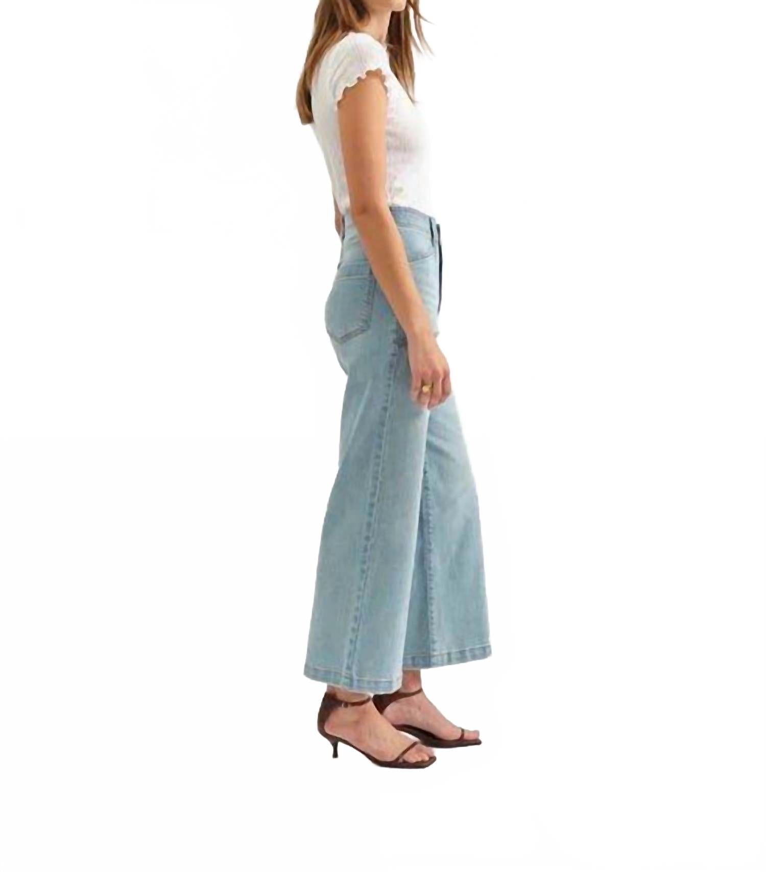 Valley Girl High Rise Wide Leg Ankle Jeans In Romcom