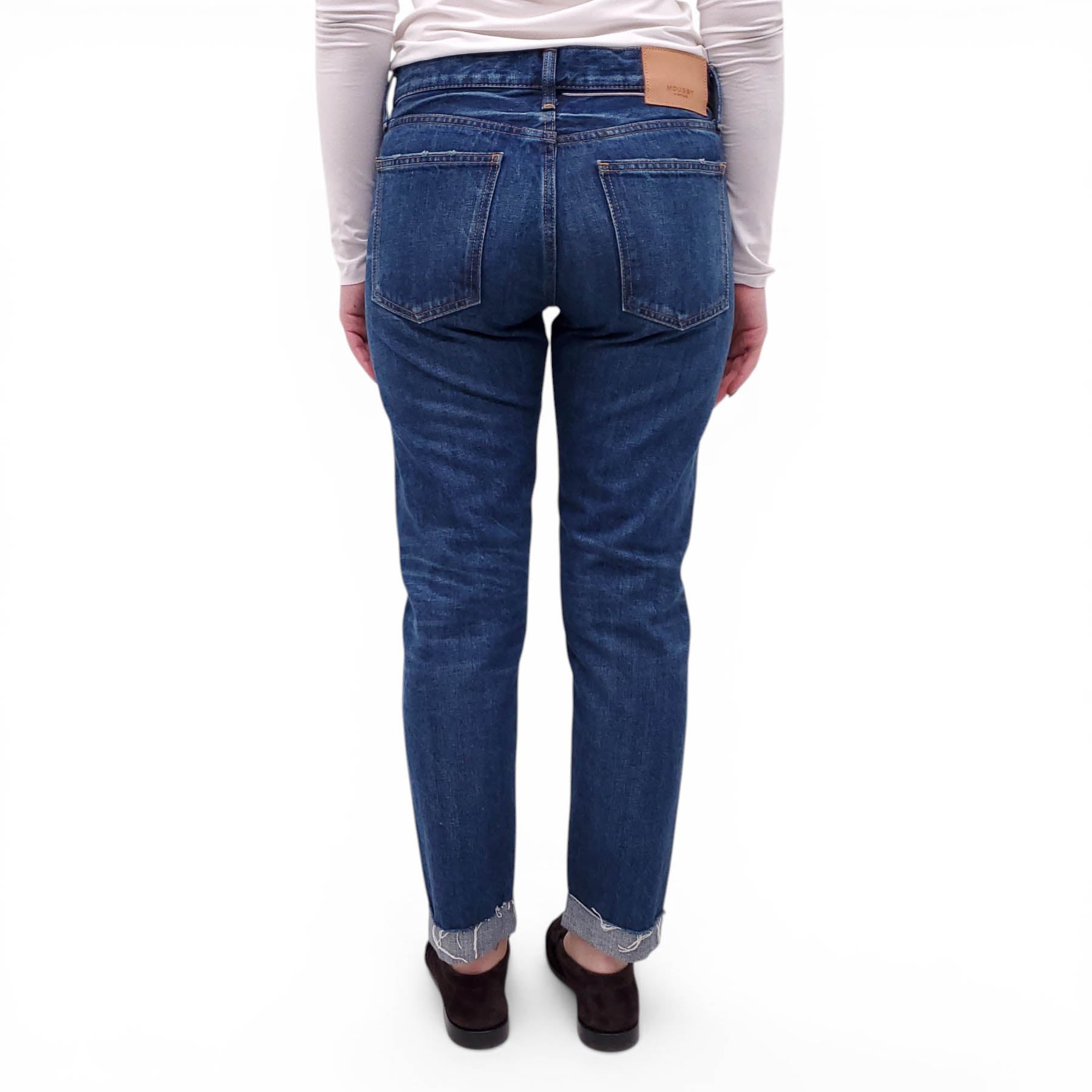 MOUSSY DARK BLUE SKINNY JEANS WITH CUFFS - SIZE 27