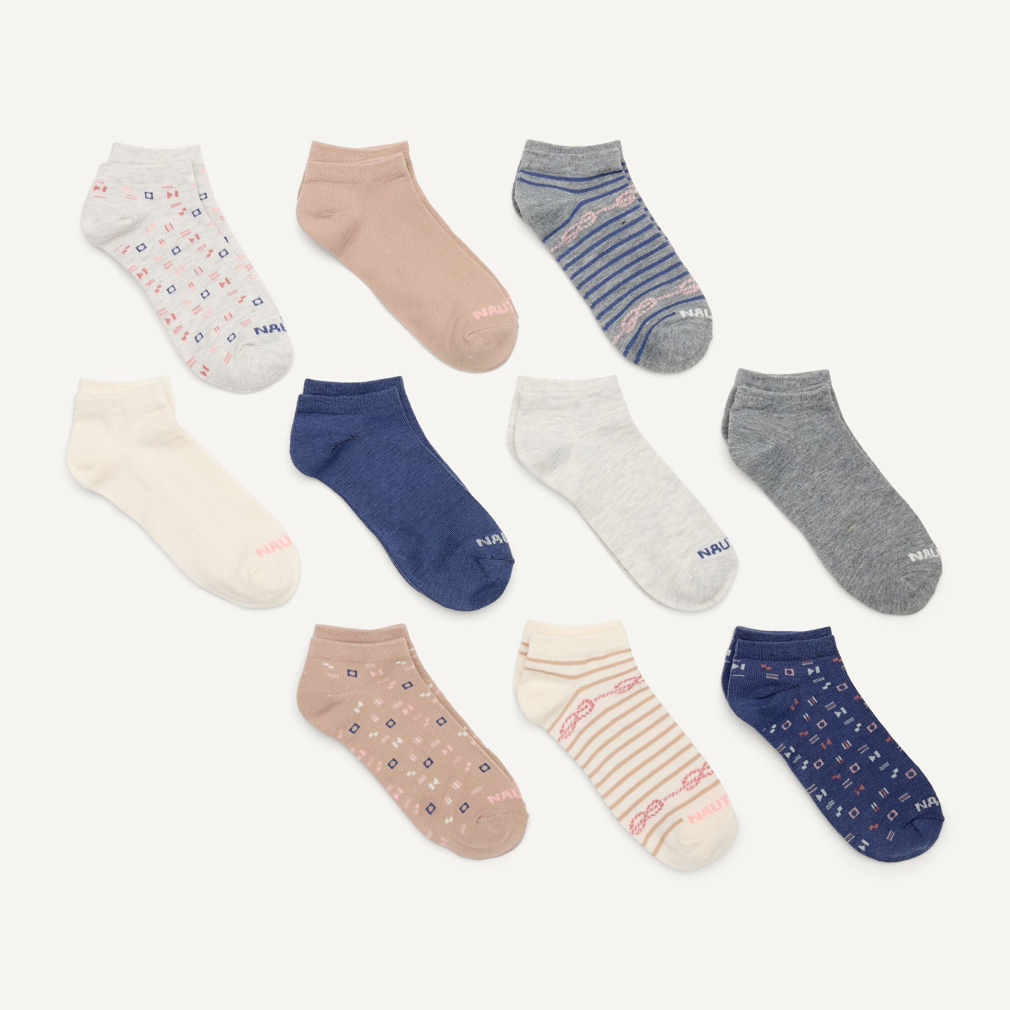 Nautica Womens Low Cut Knit Socks, 10-Pack