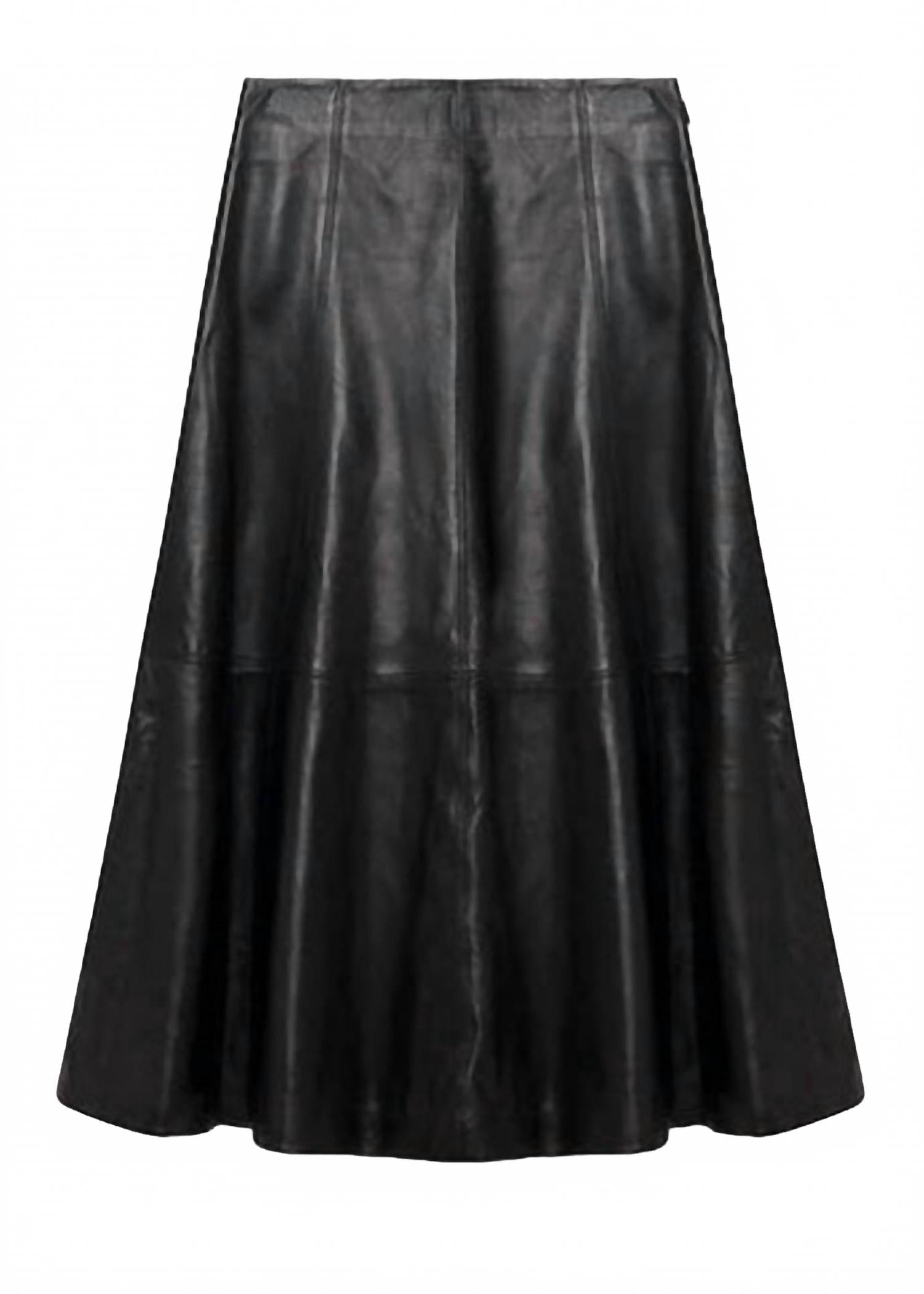 Ryma Leather Midi Skirt In Black
