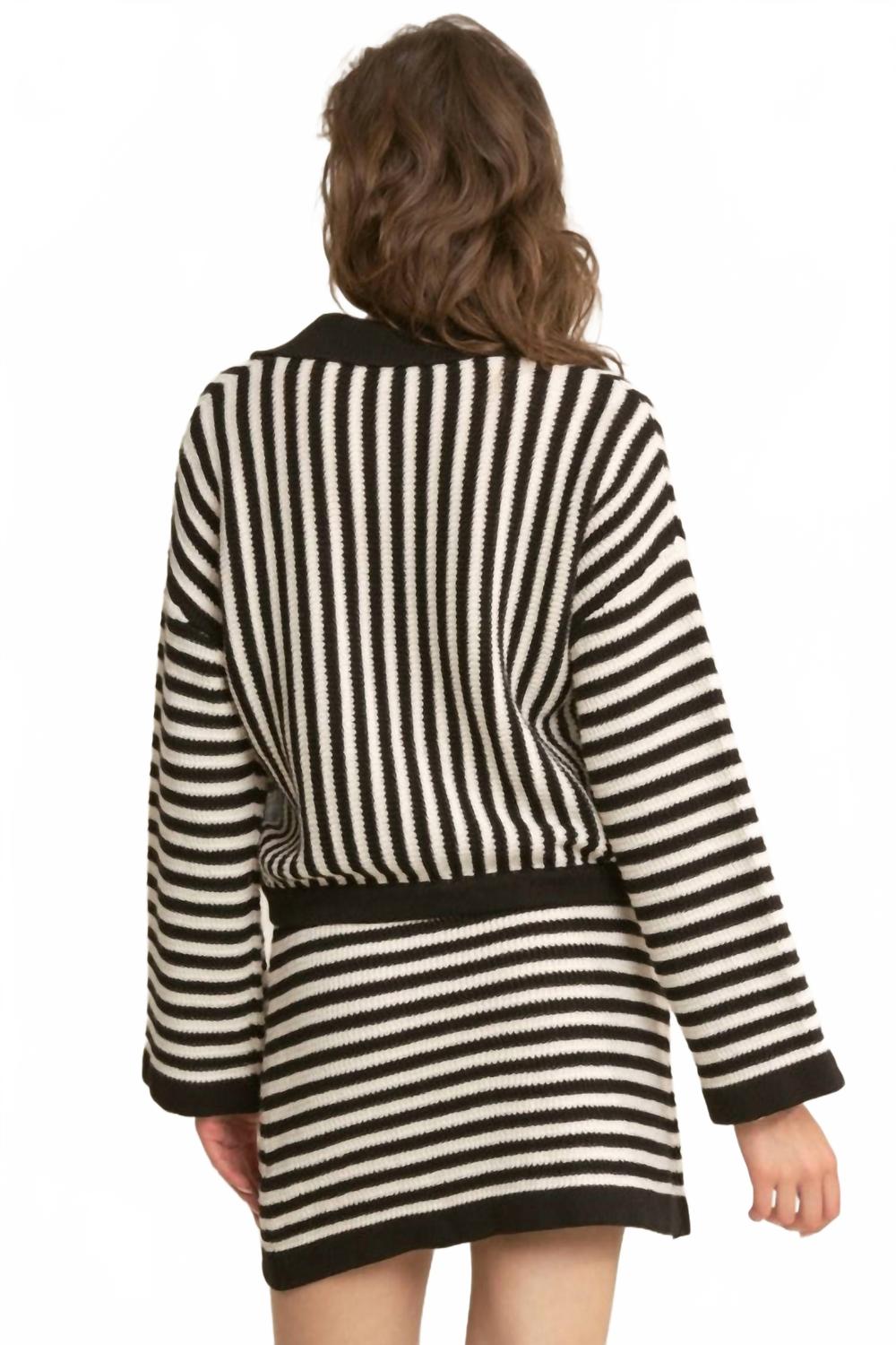 Knitted Wrap Skirt In Black/white