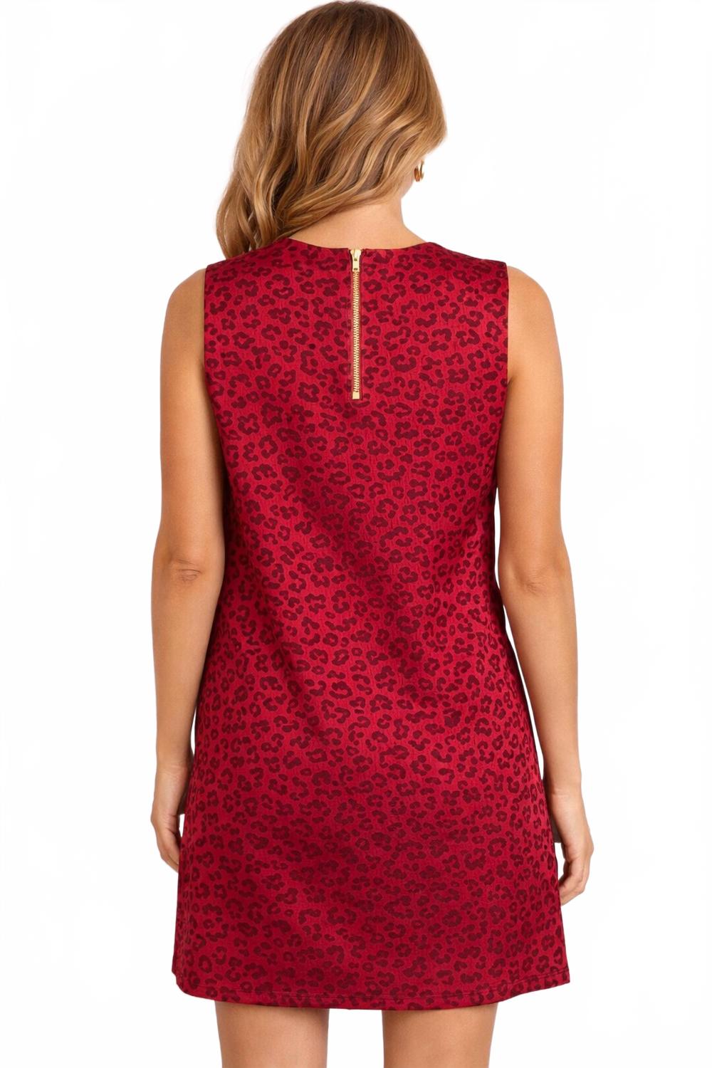 Leopard Print Mini Dress In Cheetah Brocade