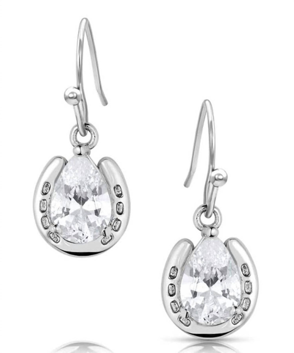 Women's Lucky Trot Crystal Earrings In Silver