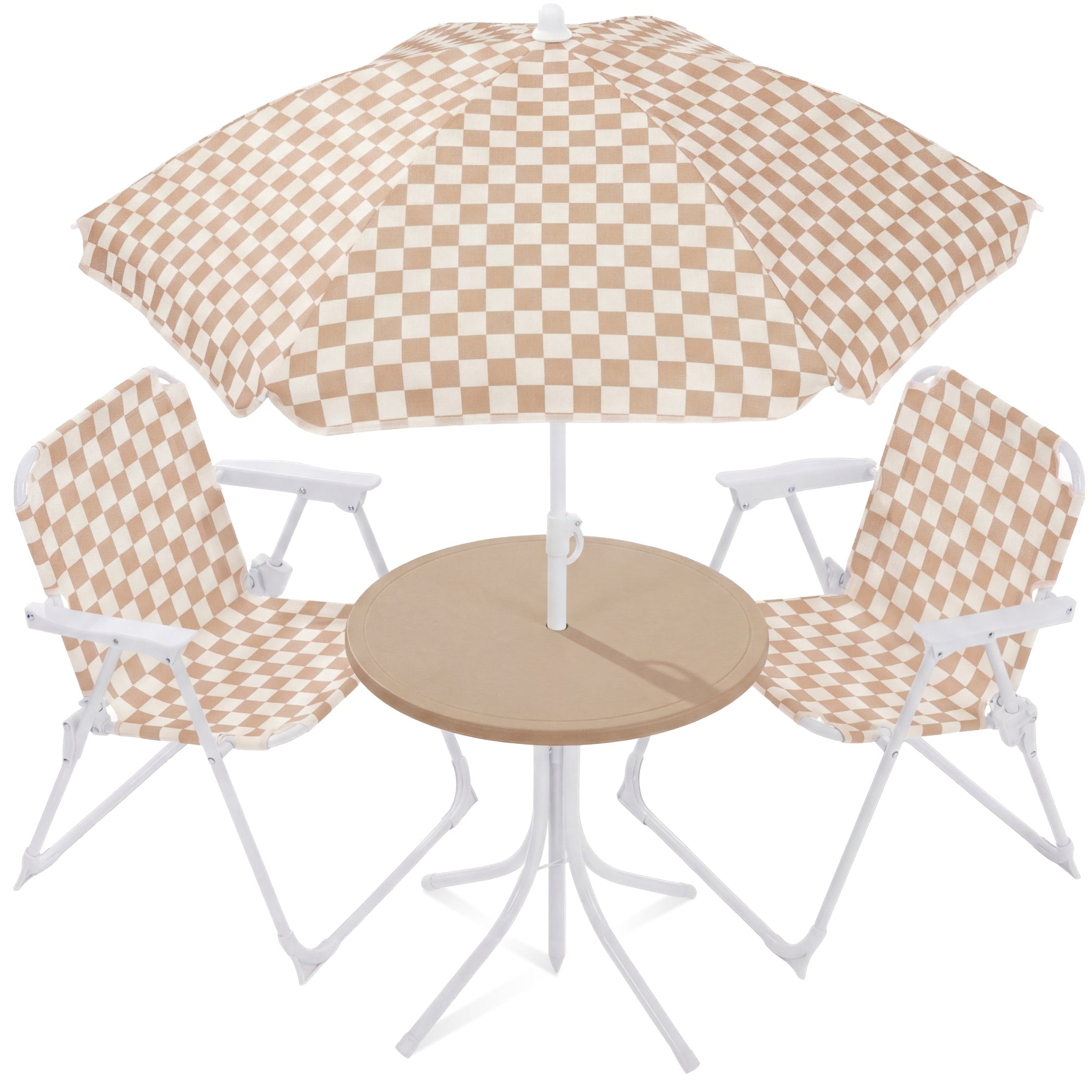 Best Choice Products Kids Outdoor Table and Chair Set with Umbrella, 3-Piece Foldable Toddler Picnic Set Ages 2-5
