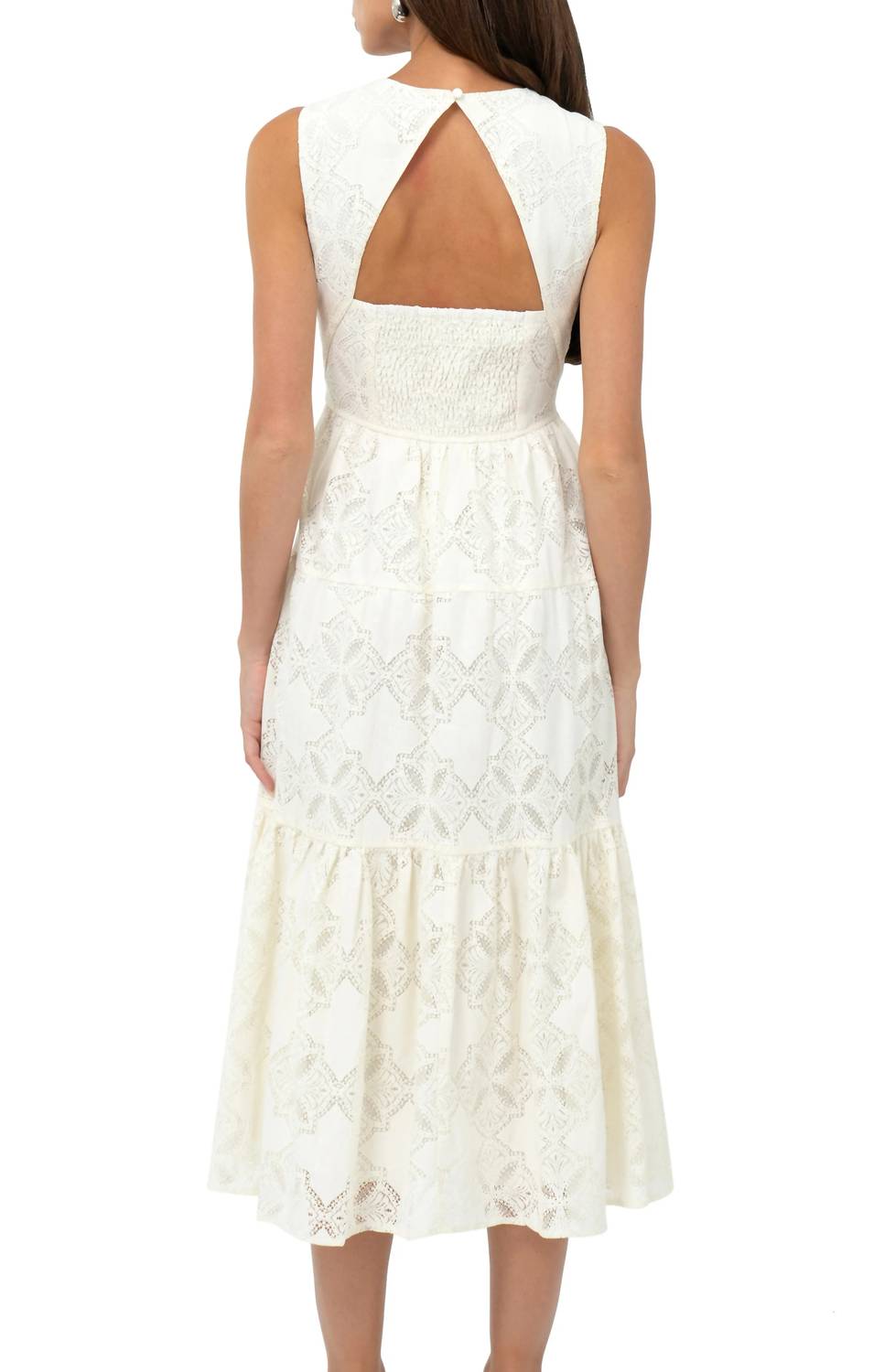 Marina Lace Midi Dress In Cream