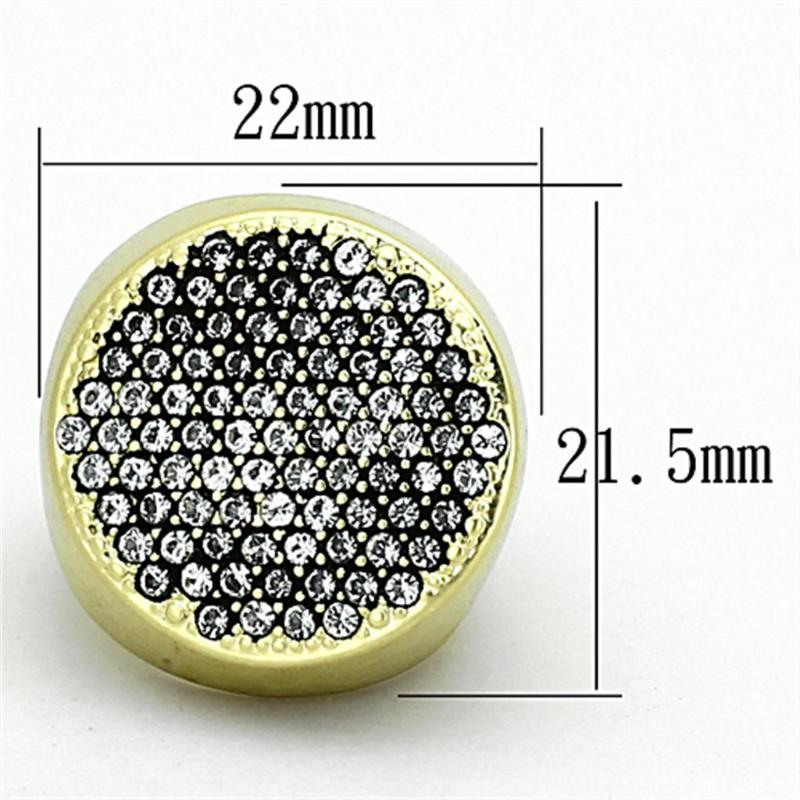 Matte Gold Brass Ring with Top Grade Crystal in Clear