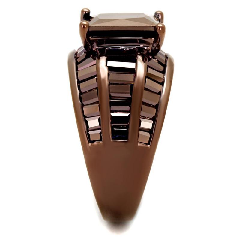 IP Coffee light Brass Ring with AAA Grade CZ in Light Coffee
