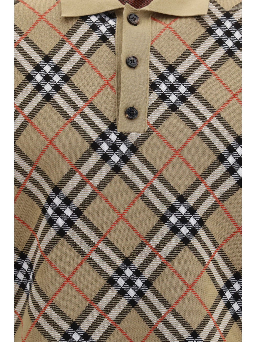 Burberry Men Check Cotton Blend Polo Shirt