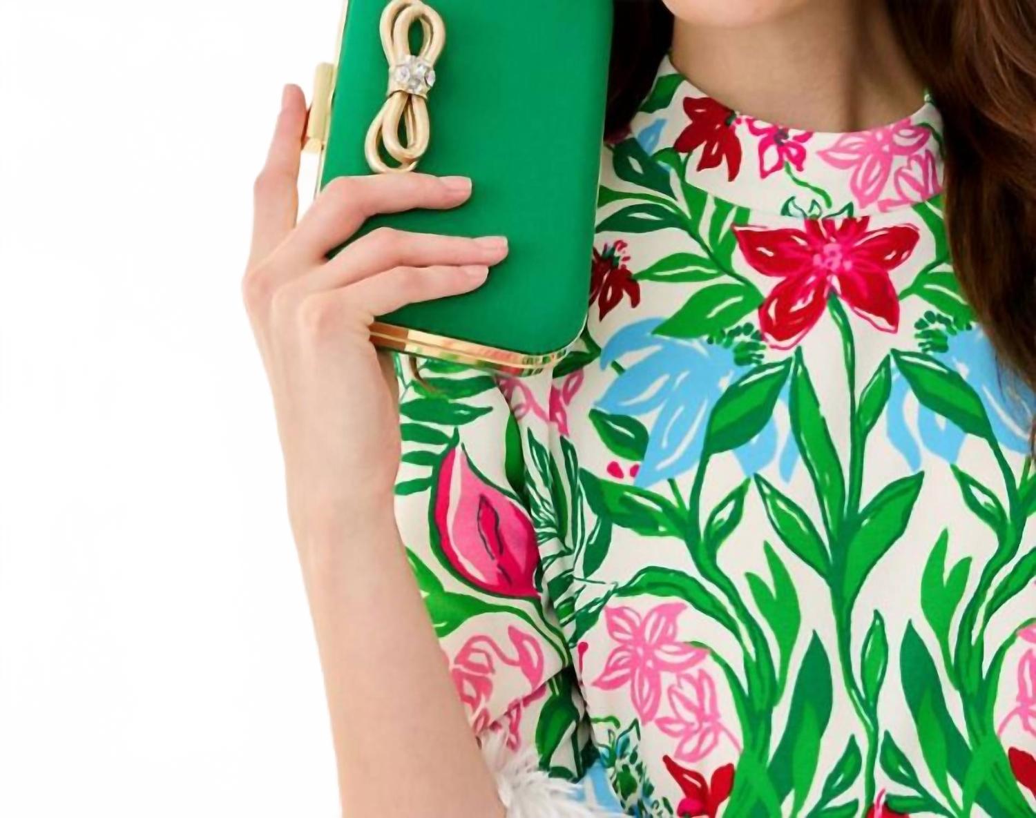 Jessy Bow Hard Clutch In Bamboo Green
