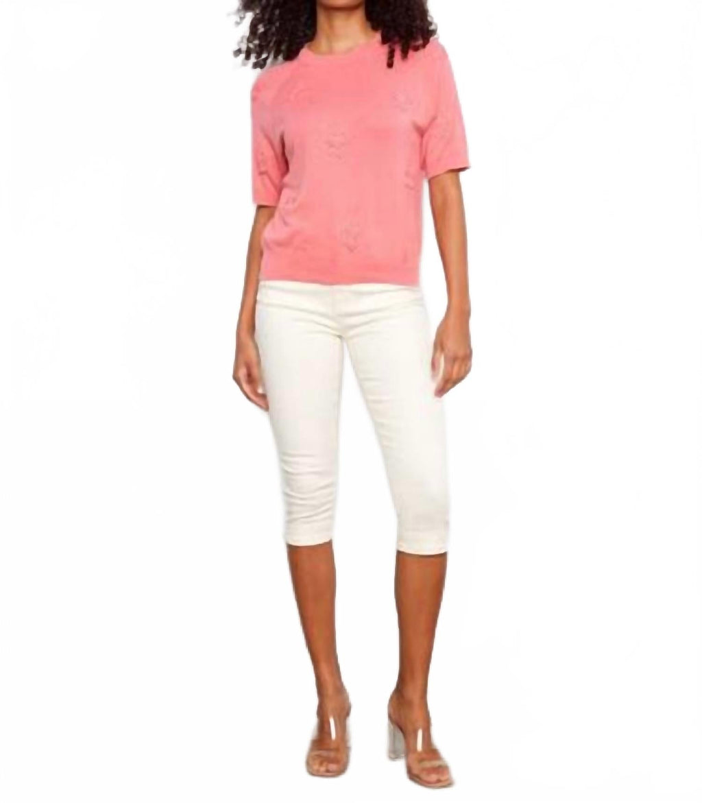 Floral Soutache Cotton Knit Top In Sorbet