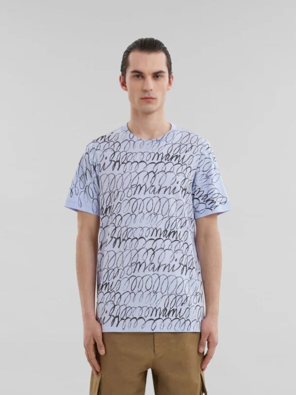 Marni Scribbled Motif Organic Cotton T-Shirt - Illusion Blue