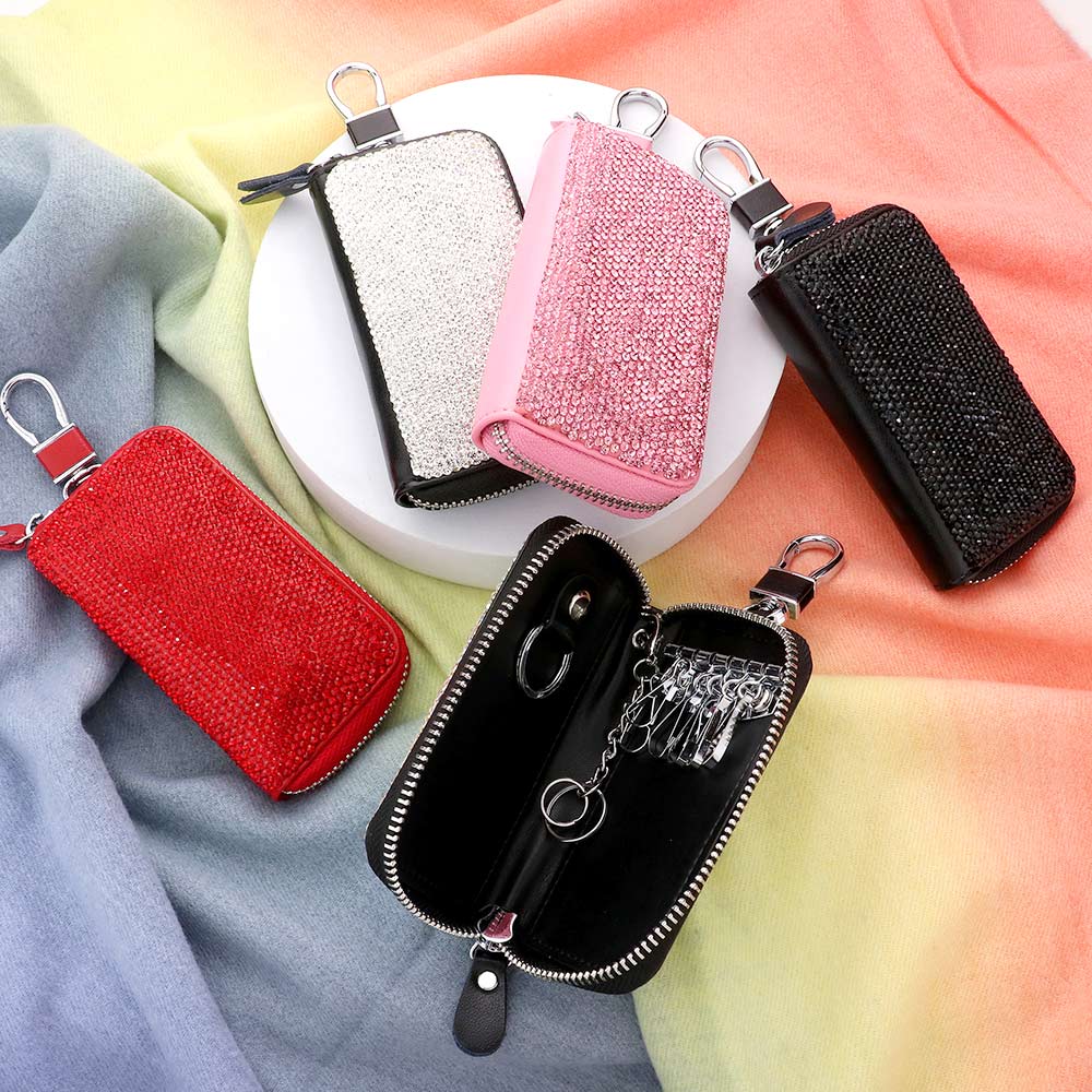 Bling Faux Leather Key Wallet