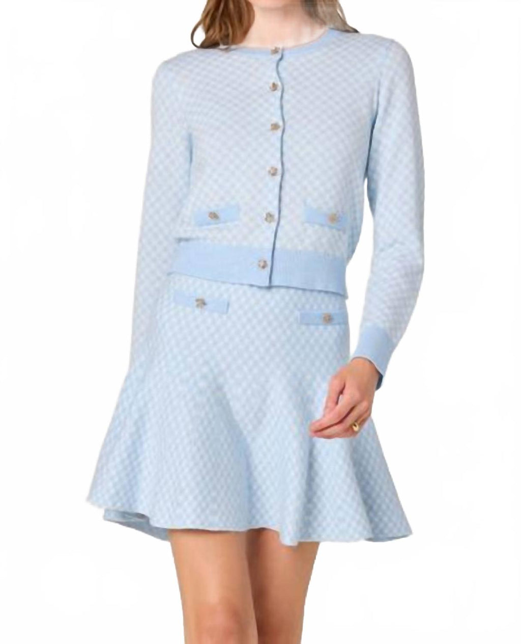 Malvie Sweater Skirt In Lue Plaid