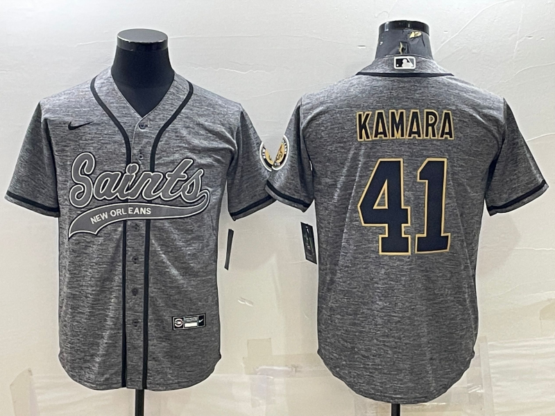 Men's New Orleans Saints Alvin Kamara #41 Gray Game jersey Joint Edition