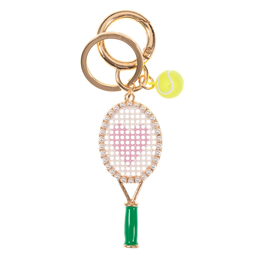 Heart Tennis Locket Ball Keychain / Bag Charm