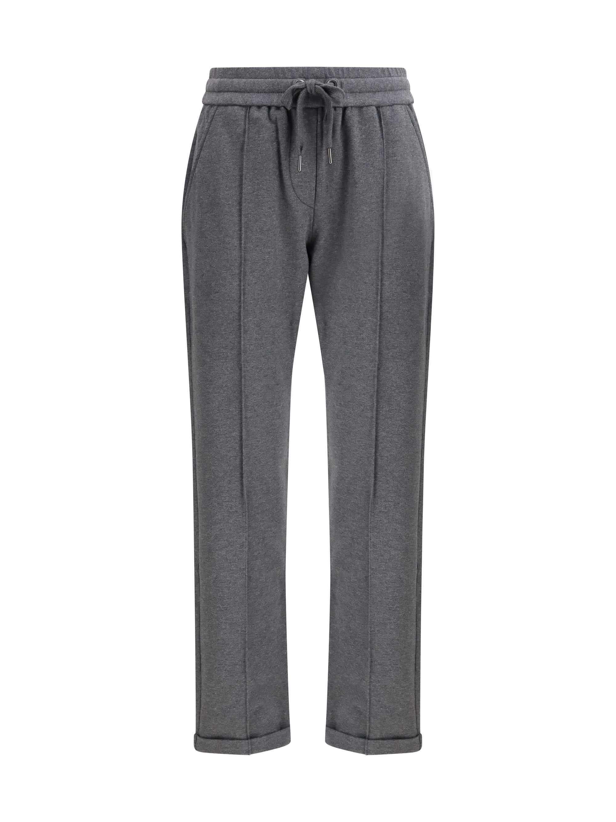 Brunello Cucinelli Women Track Stretch-Fleece Pants With Monili Detailing