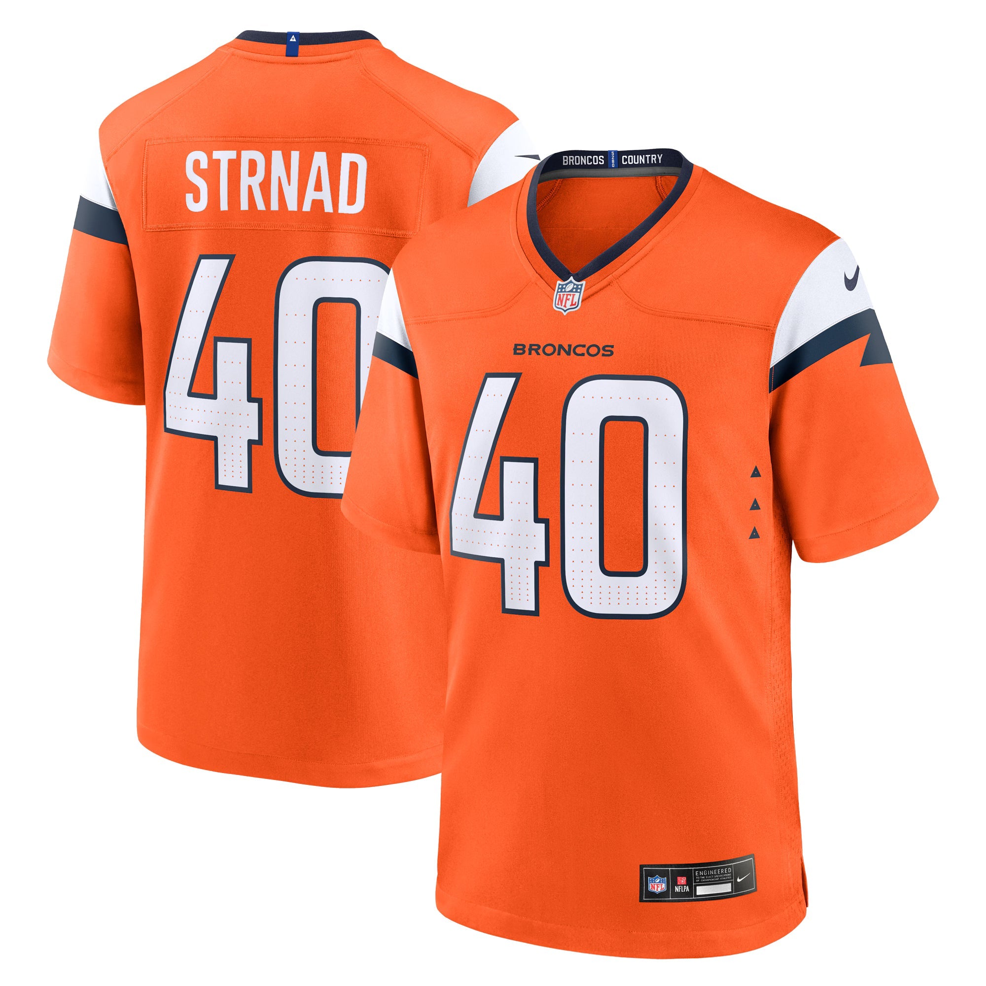 Denver Broncos Justin Strnad Orange Team Game Jersey