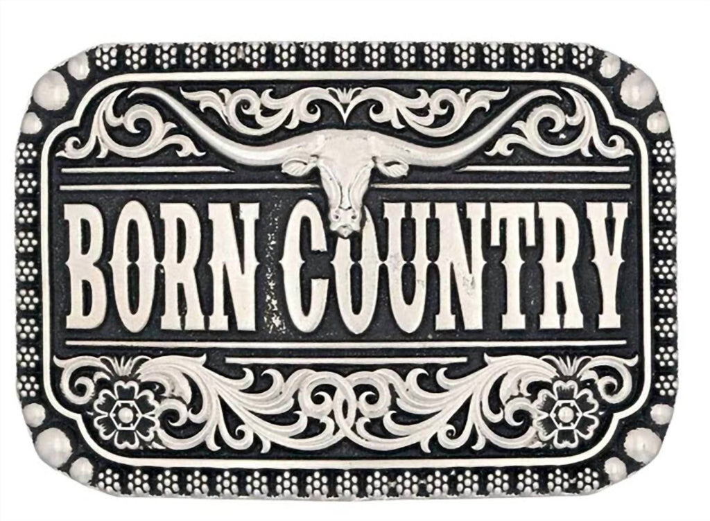 Born Country Attitude Buckle In Pewter