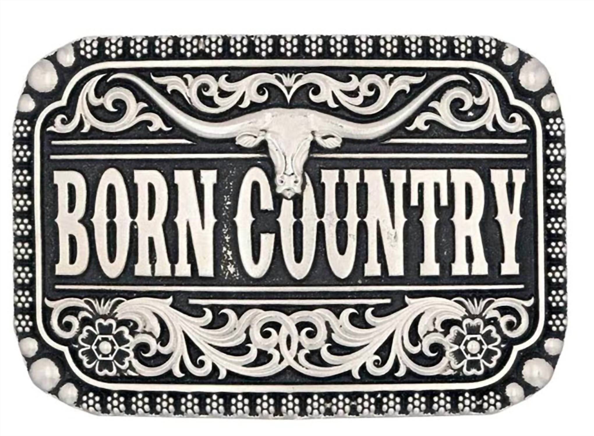 Born Country Attitude Buckle In Pewter