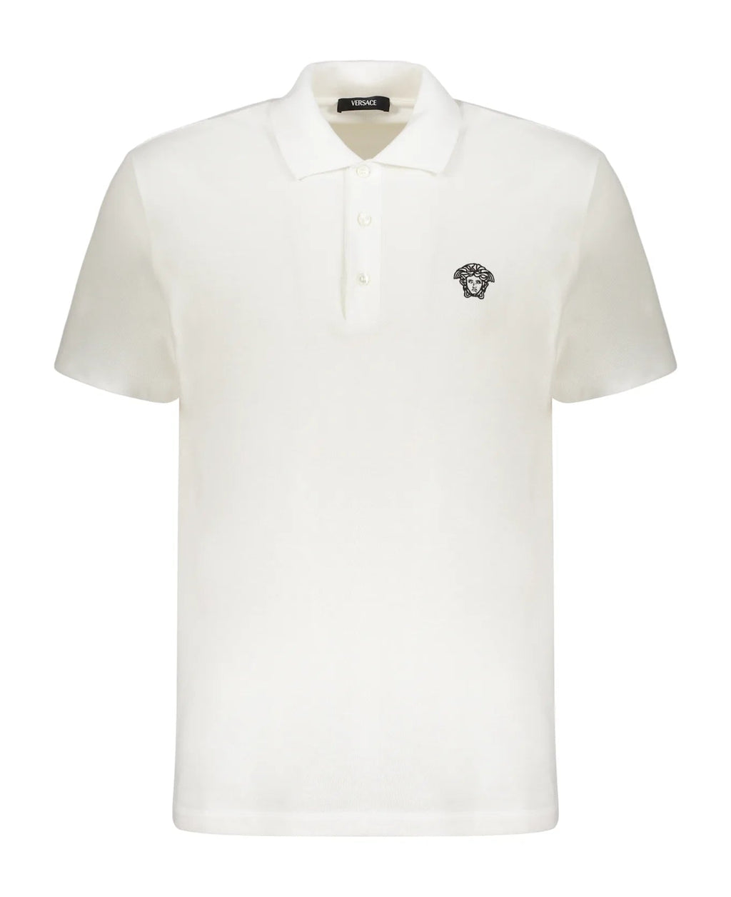 Versace Embroidered Cotton Polo Shirt - White