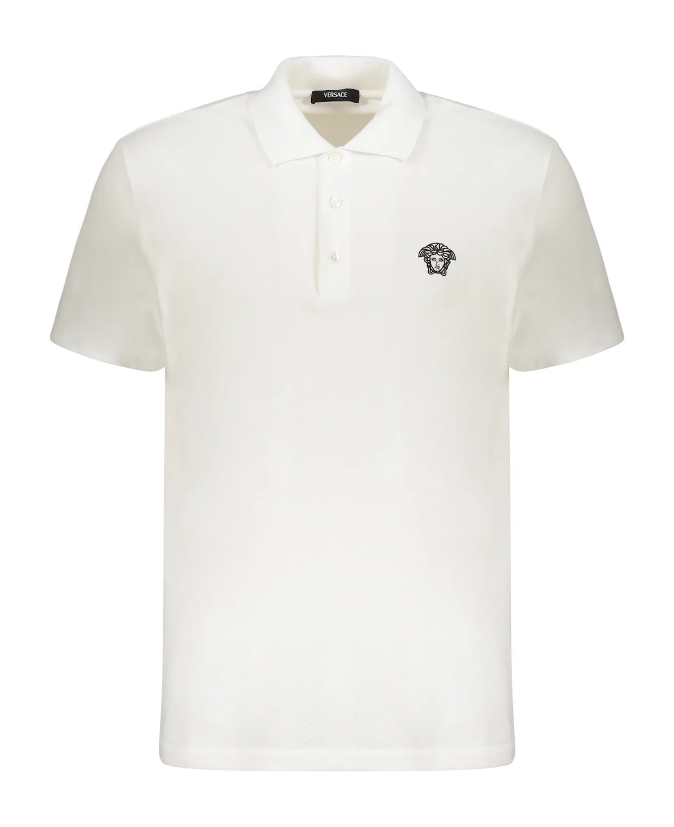 Versace Embroidered Cotton Polo Shirt - White