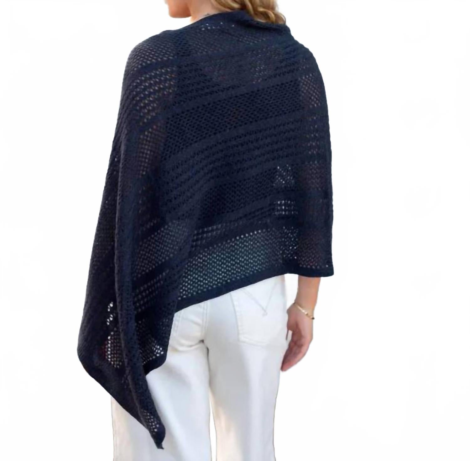 Celeste Crochet Poncho In Navy