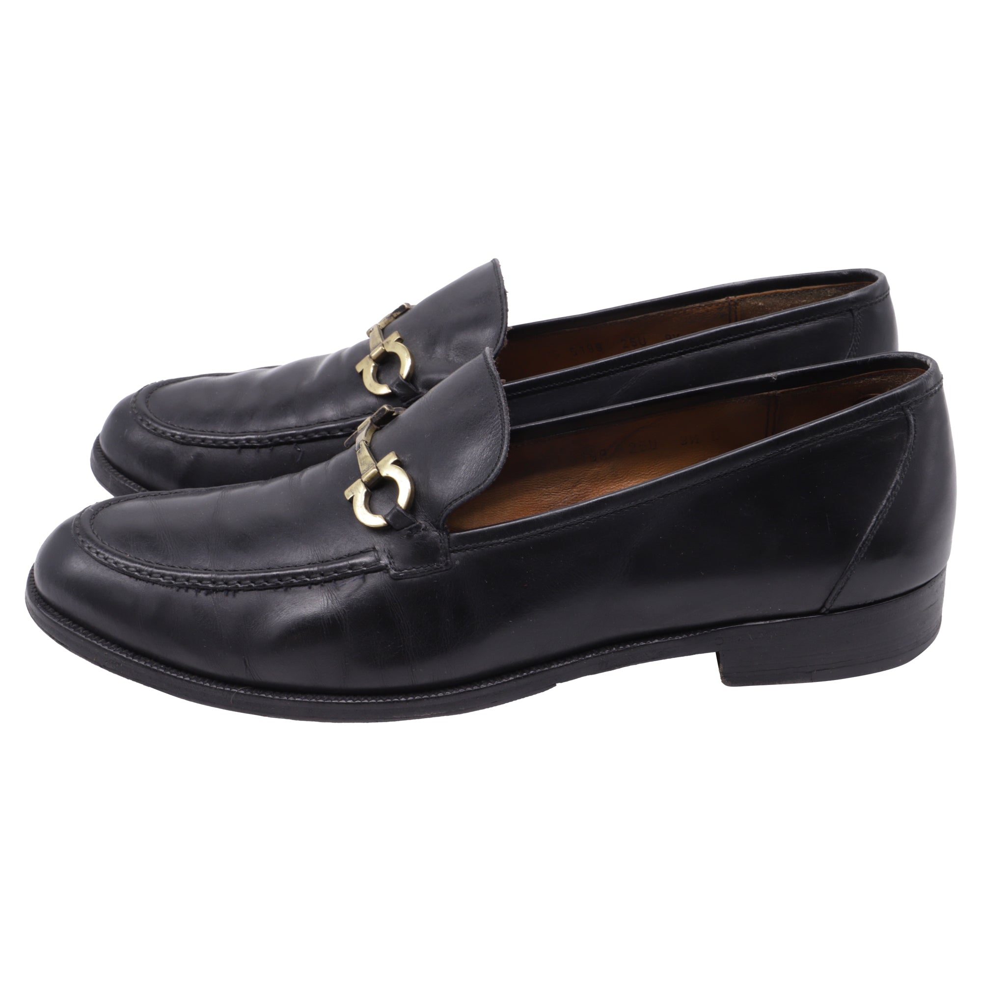 Salvatore Ferragamo Gancini Loafers in Black Leather