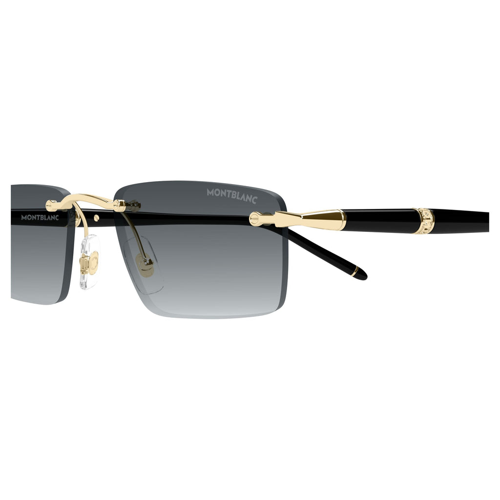 Rimless Rectangular Sunglasses With Gold Accents