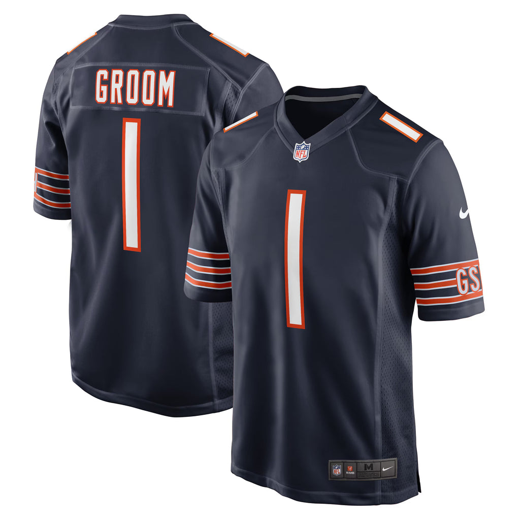 Chicago Bears Number 1 Groom Navy Game Jersey