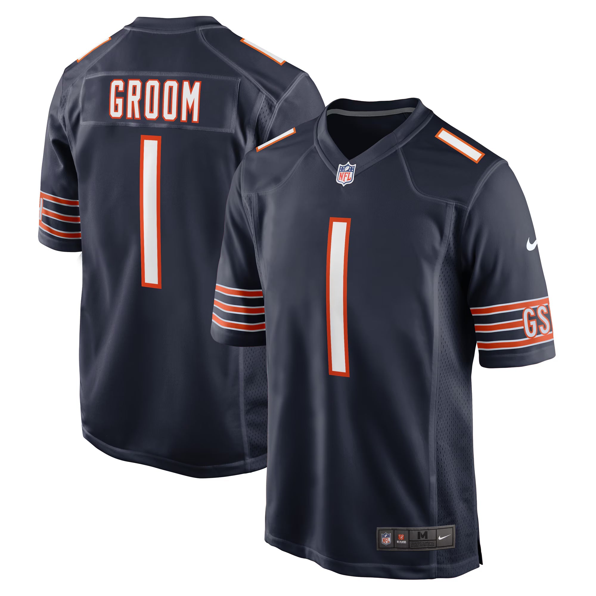 Chicago Bears Number 1 Groom Navy Game Jersey