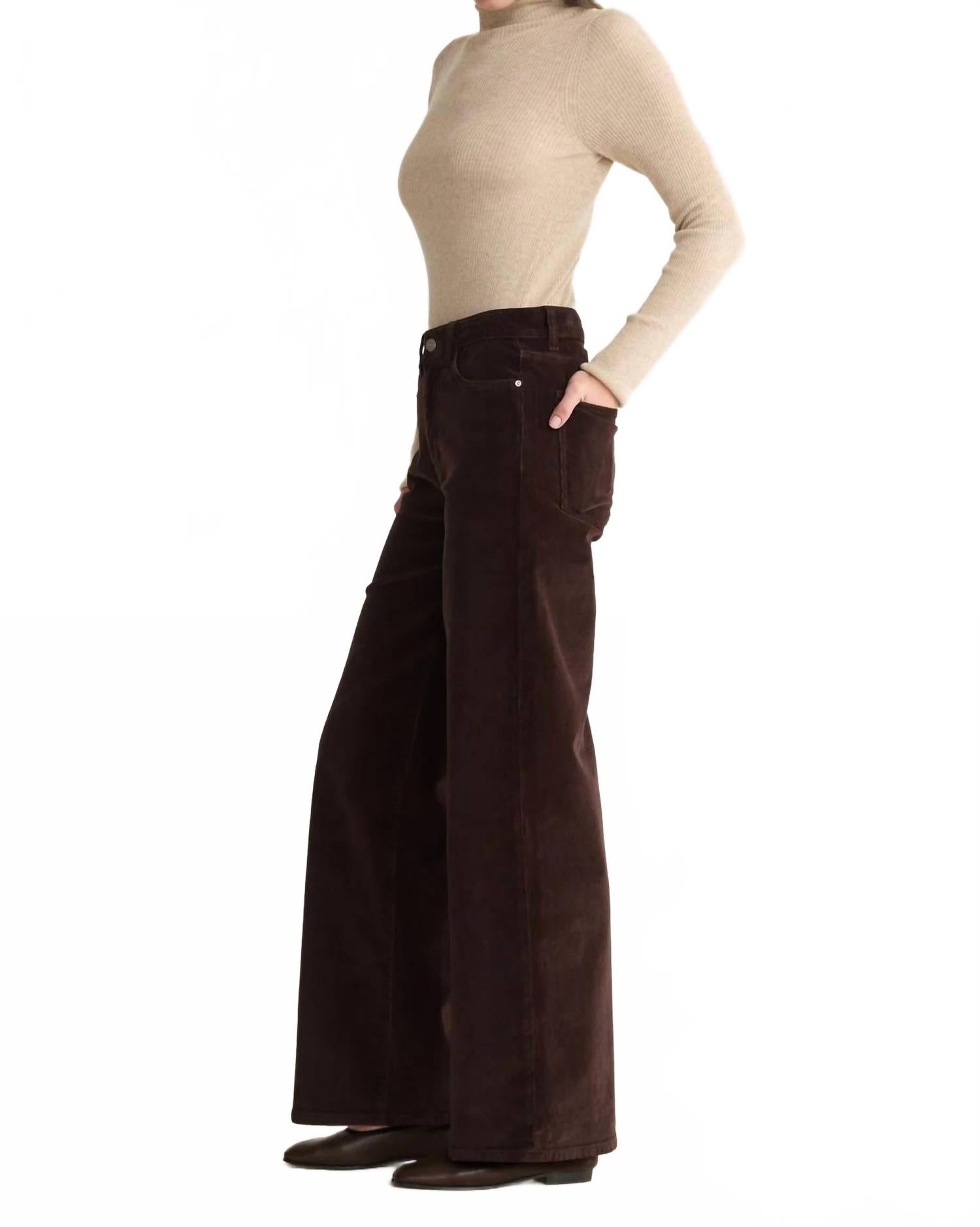 Nce Corduroy Wide Leg Pants In Americano Brown