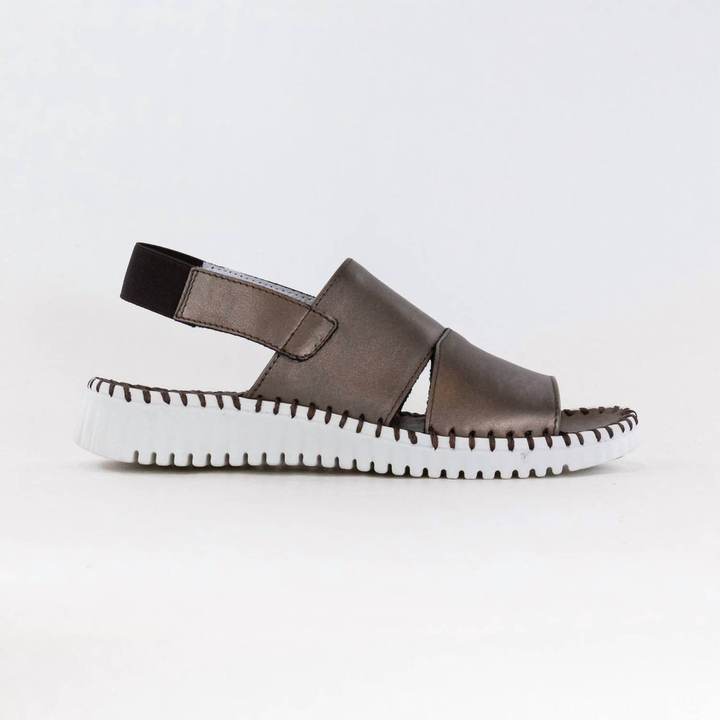 Women's Sola Leather Sandals In Pewter