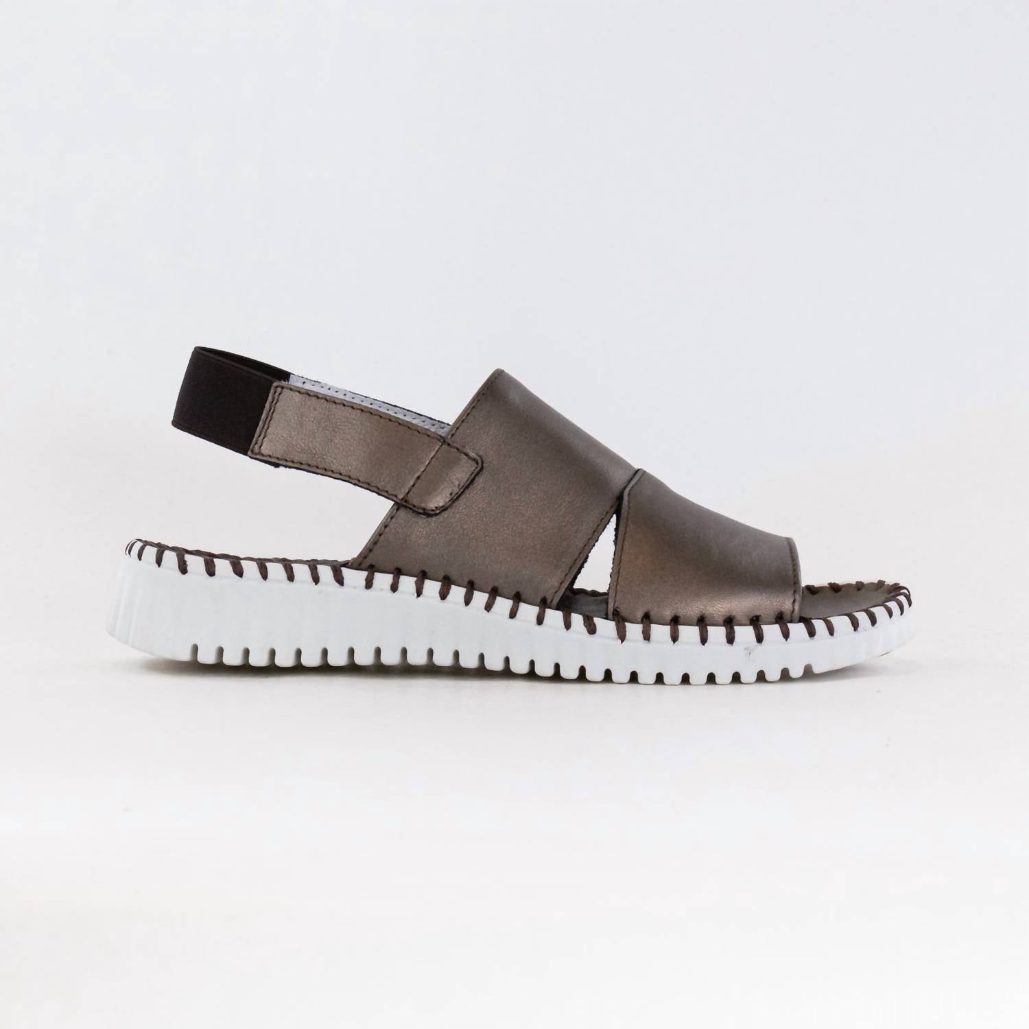 Women's Sola Leather Sandals In Pewter