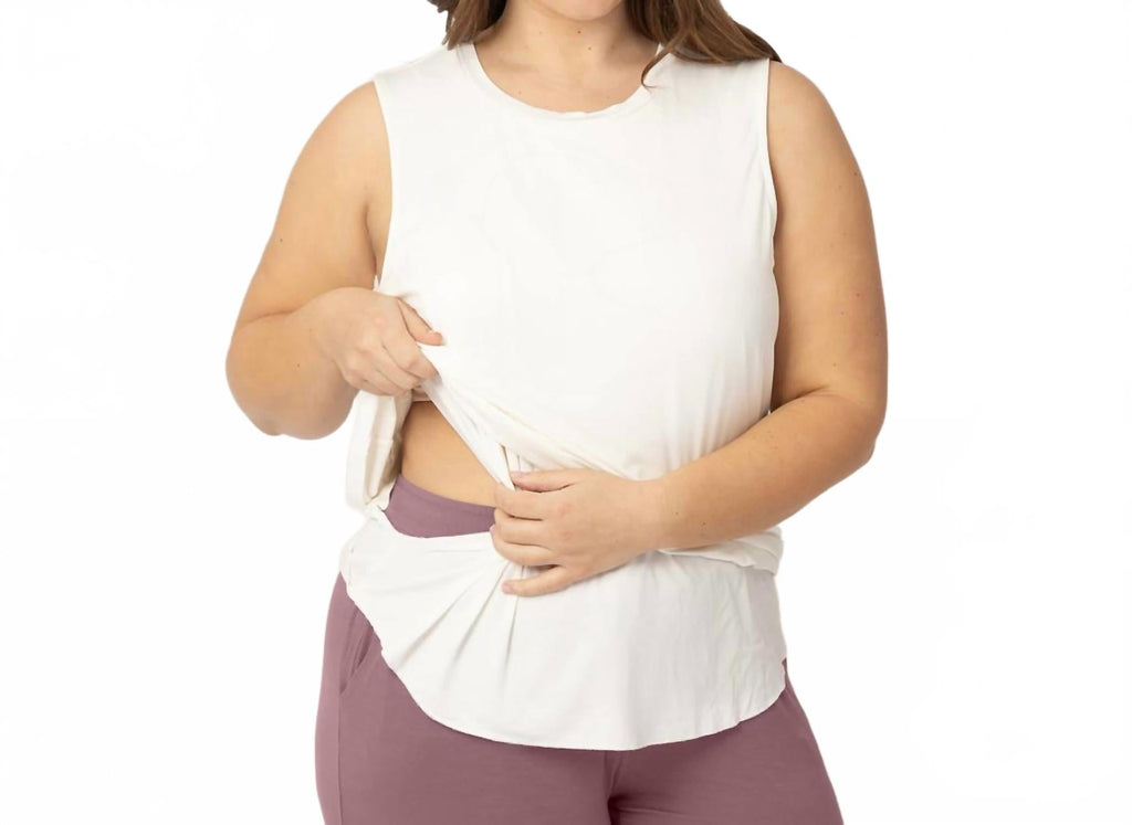 Bamboo Nursing & Maternity Tank Top In White