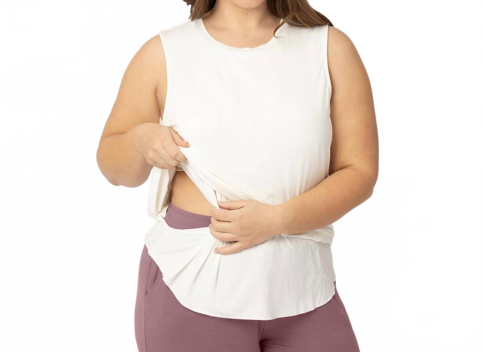 Bamboo Nursing & Maternity Tank Top In White